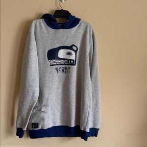 4FRNT Ski Apparel Two-Tone Heather Gray & Cobalt Blue Hoodie - Large